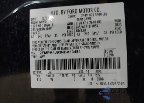 2022 Ford Edge Sel from USA, damaged, VIN 2FMPK4J93NBA13484